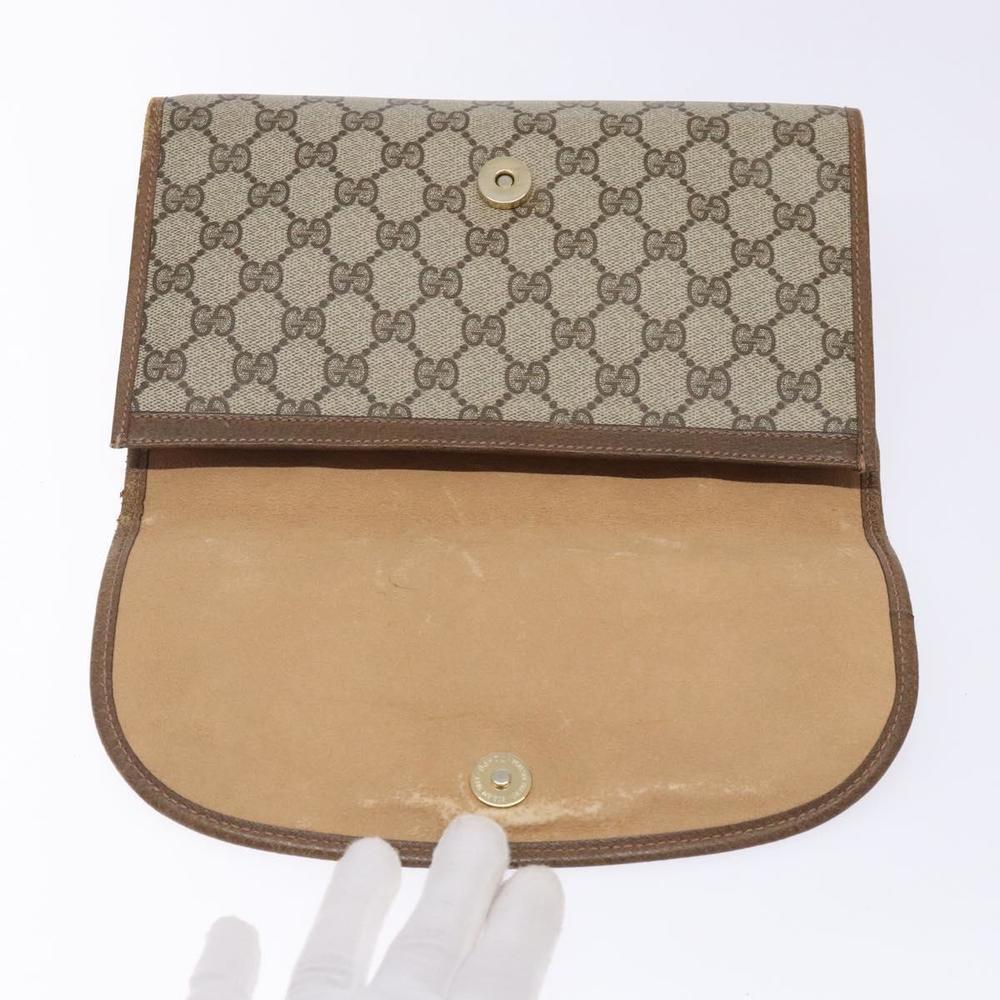 GUCCI GG Supreme Web Sherry Line Clutch Bag PVC Beige Gold 89 01 030 Auth 133273 - Picture 9 of 16